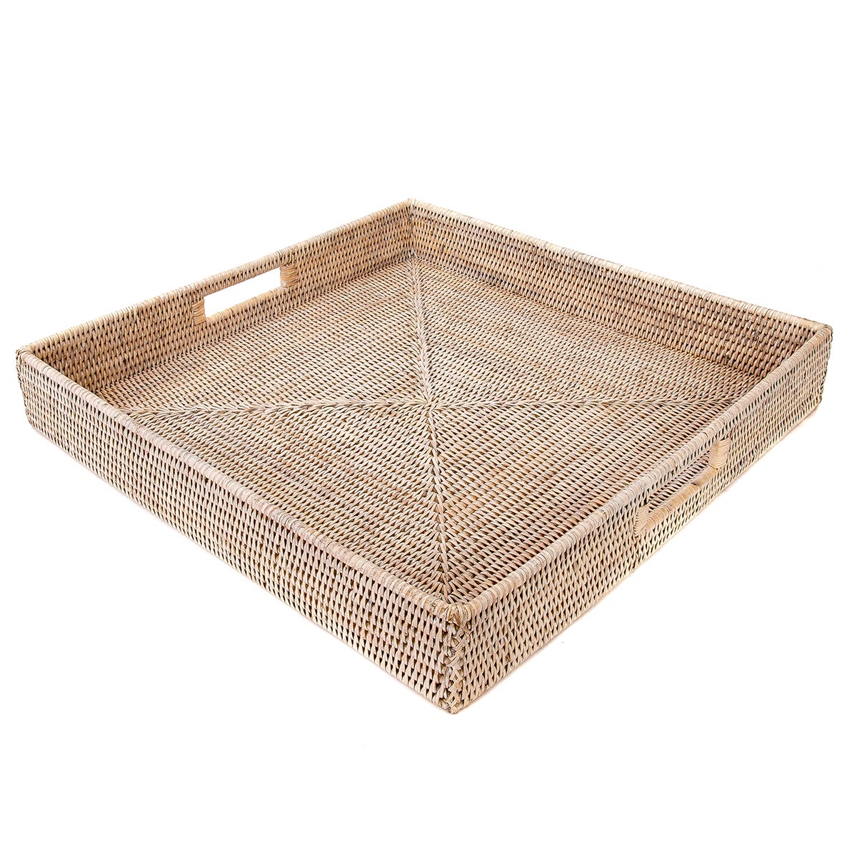 Artifacts Trading Company Rattan Square Ottoman Tray White Wash